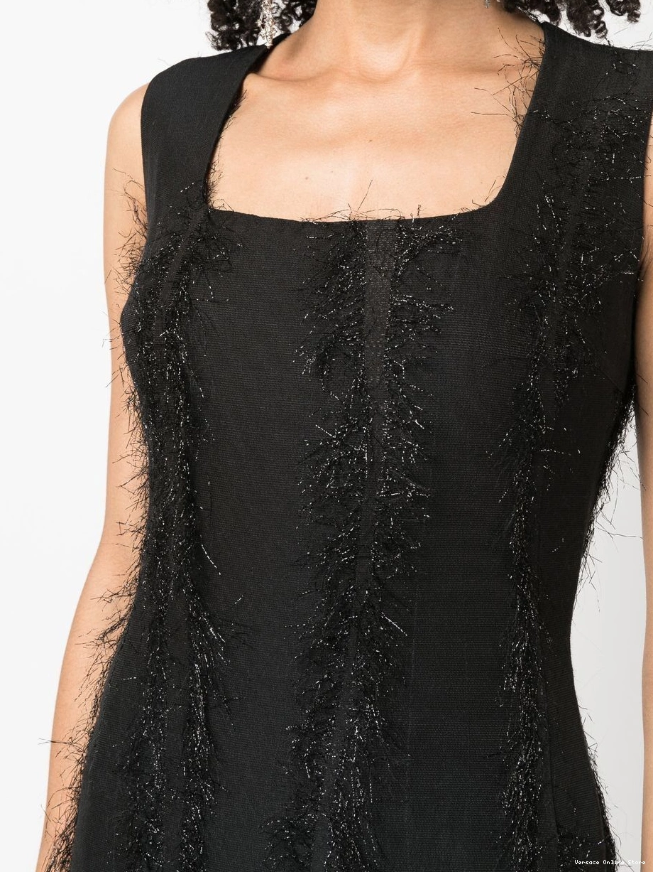 Affordable dress metallic-threading Women Versace fringed 0704